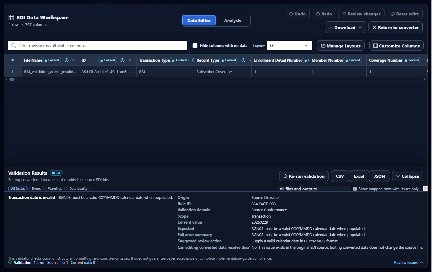 Source details for EDI 834 rule 834-DATE-003